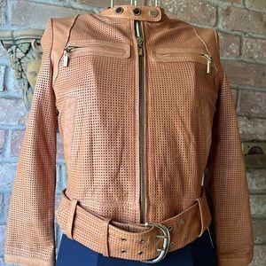 GUESS by MARCIANO leather jacket chamomile tan size XS good condition